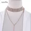AqToCna Thời Trang Nữ Xương Đòn Nelace Kim Cương Giả Mặt Dây Chuyền Dây Chuyền Choker Cổ Trang Sức AqToCna