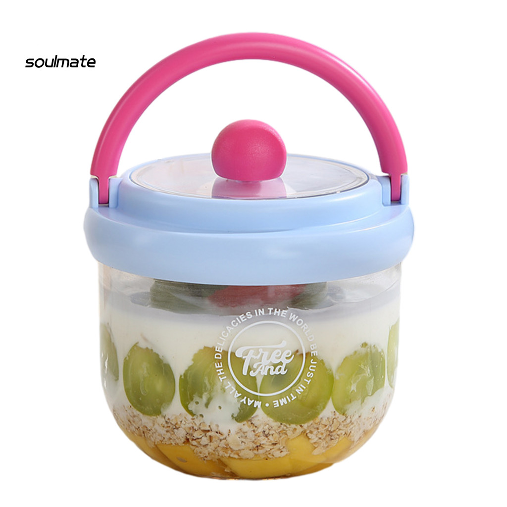 Linh hồn| Hộp đựng salad Bát salad hai lớp di động 600ml có nắp nĩa tích hợp – Hộp đựng đồ ăn bằng nhựa chống rò rỉ cho yến mạch qua đêm Đồ ăn nhẹ trái cây – Lý tưởng cho phòng tập thể dục