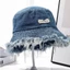 SAIA Washed Denim Hat, Tua Rua Edge Raw Edge Bucket Hat, Casual Denim Blue Sun Protection Hat Mùa Xuân