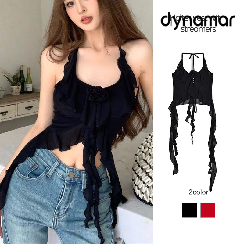 【dynamar】Hàng Có Sẵn-Áo lót cổ nơ buộc dây, áo hai dây in họa tiết da báo dành cho nữ, áo thun co giãn eo.