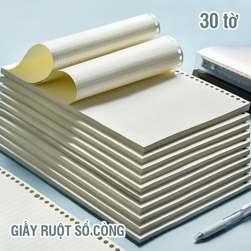 Ruột Thay Thế Sổ Còng Giấy Dày A5 B5 120 Trang Vở Kẻ Ngang – Ruột Refill Ô Vuông Chất Lượng