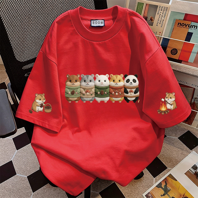 BOOM Áo thun nữ kiểu hàn quốc form rộng tay lỡ cổ tròn cotton Mát-Hè hot trend in cách dễ thương Áo phông form vừaV061