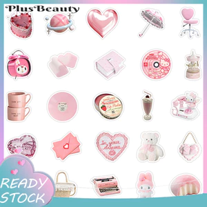 < Pluscloth > 60 Miếng Dán Vinyl Chống Thấm Nước Retro Màu Hồng Ngày Lễ Tình Nhân Tự Làm Đề Can Trang Trí Cho Laptop Chai Nước Ván Trượt Hành Lý Thêu Sò Đề Can Hoạt Hình Chống Thấm Nước
