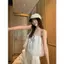 Áo yếm chấm bi màu trắng dành cho nữ Mùa hè Phong cách mới Phong cách ngắn gọn Đẹp buộc dây Slim-Fit Slimmer Look All-Match Inner Wear Mặc ngoài Trang phục Hot Girl Top Hợp thời trang