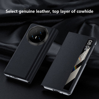 Smart Touch View Window Case cho Honor Magic V5 MagicV5 5G Da Thật Chính Hãng Flip Case Bảo Vệ Toàn Diện Vỏ Điện Thoại
