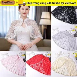 SUNKISSD Buổi tối Prom Cape Khăn choàng vải tuyn thanh lịch Quấn cô dâu Áo choàng mềm cho đám cưới Khăn choàng cô dâu