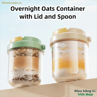 [Vận chuyển nhanh] Cốc ăn sáng GILDEDHOMIN, Bát sữa chua di động 430ML, có nắp và thìa Hộp đựng yến mạch chống rò rỉ Bữa sáng