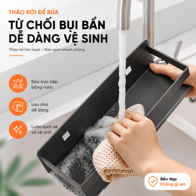 Kệ bếp đa năng dán tường, kệ để nhà bếp chống rỉ đựng gia vị và dao kéo