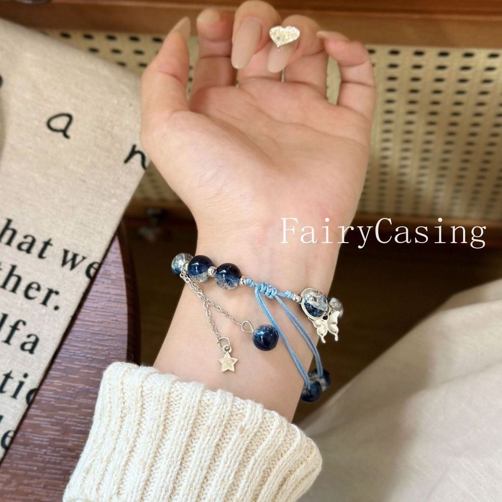 Dây đeo hạt pha lê màu xanh mới Thích hợp cho Xiaomi Band 10 9 8 Nfc 3 4 5 6 7 cho Redmi Watch 6 5 4 Dây đeo dệt