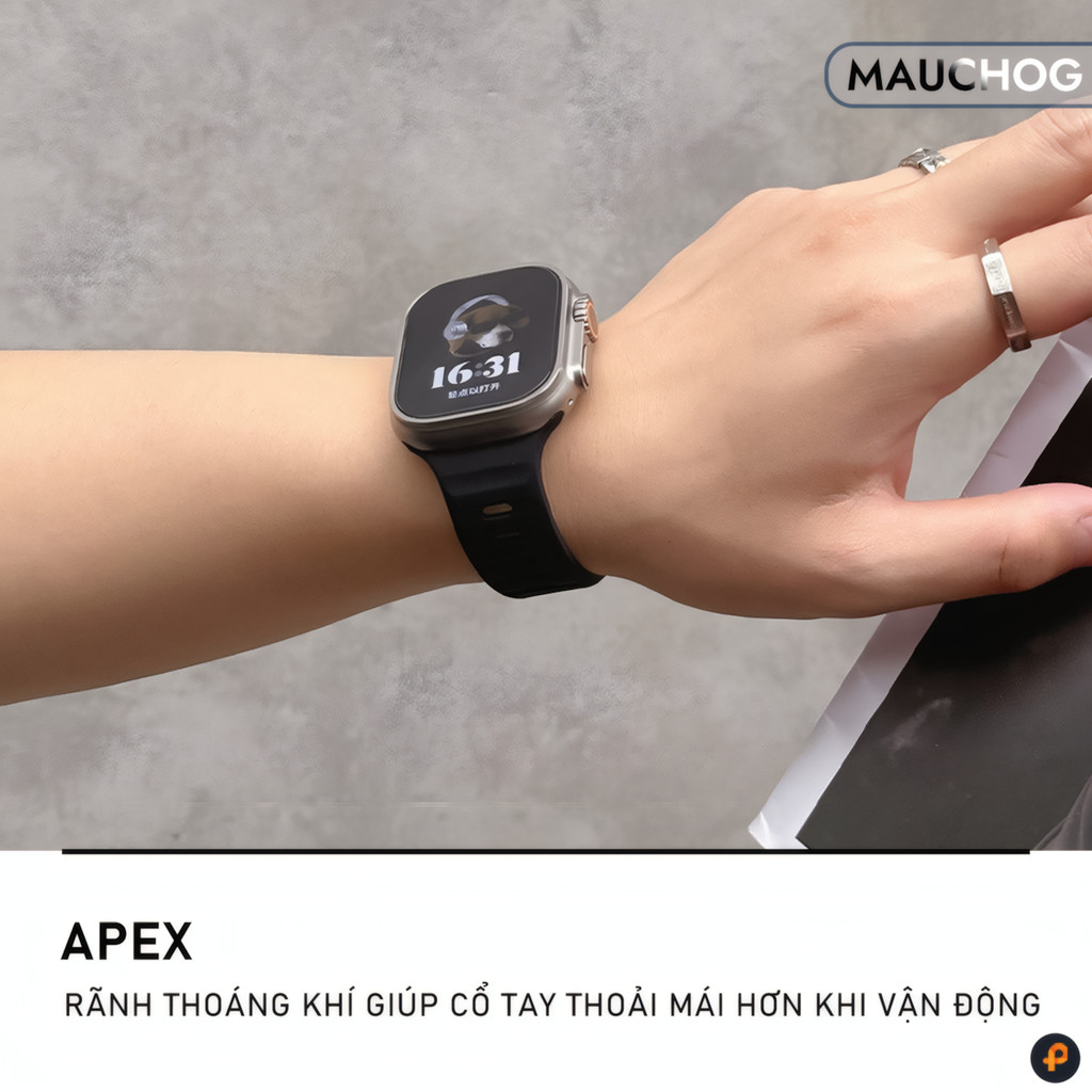 Dây Đeo Cao Su Silicon Thoáng Khí Cho Đồng Hồ Apple Watch Ultra Series S11 10 9 8 7 6 SE 44/45/46/49 38/40/41/42mm