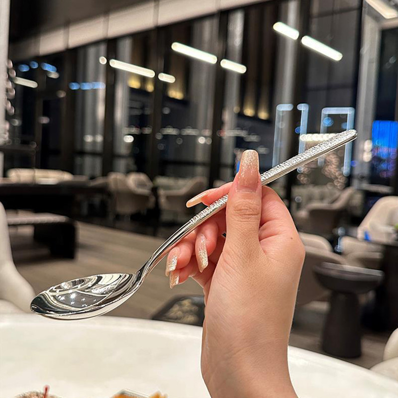 🌤️COD🌤️Thìa inox sáng bóng chất liệu không gỉ, thìa ăn cơm phong cách Hàn Dao kéo ăn cho nhà hàng tại nhà