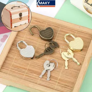 MAKY 1 Bộ Hình Trái Tim Padlos Mini Hành Lý Phần Cứng Los Có Chìa Khóa Lo Cho Du Lịch Cưới Hộp Trang Sức Nhật Ký Sách Vali VN