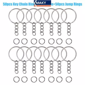 MAKY 50 Chiếc Móc Khóa Có Dây Xích Và 50 Chiếc Mở Nhảy Nhẫn DIY Móc Chìa Khóa VN