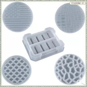 5 Khuôn Coaster Đúc Nhựa, Bao Gồm 4 Khuôn Coaster Tròn Và 1 Giá Đỡ Đế Lót Vuông Khuôn Nhựa Epoxy Silicon