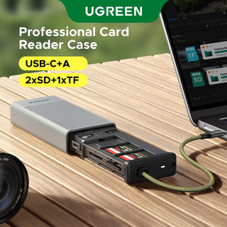 UGREEN Đầu đọc thẻ USB-A + USB-C sang 2 thẻ SD + 1 thẻ TF với công cụ khởi động thẻ SIM USB 3.0
