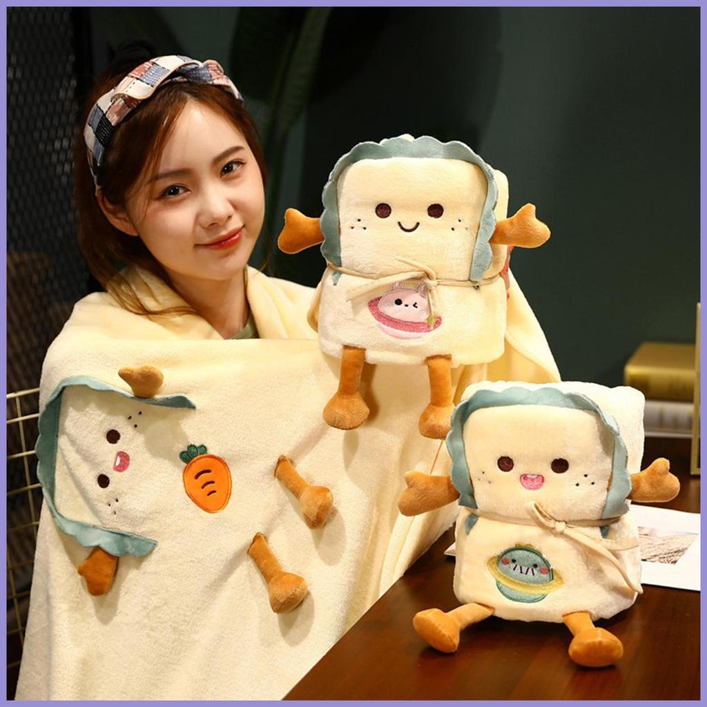 Gối chăn 2 trong 1 du lịch nhỏ gọn, họa tiết hoạt hình mềm