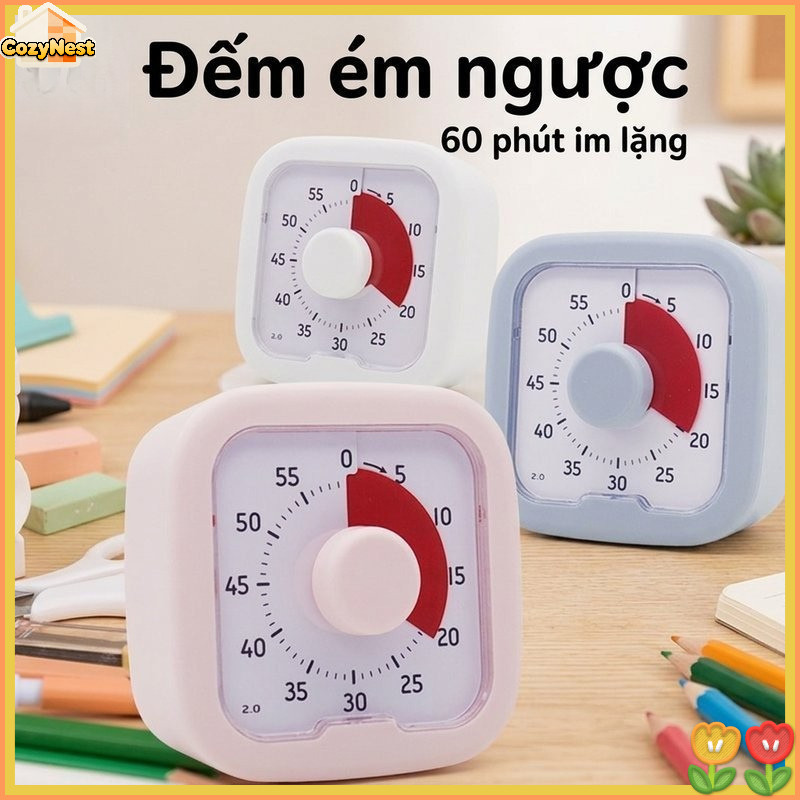 hẹn giờ đếm ngược đồng hồ báo thức im lặng nhẹ di chuyển màn hình rõ đa dụng cho gia đình học tập