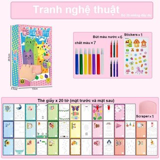 Scratch Art Trẻ Em Bộ Vẽ Màu Nước Giáo Dục Thủ Công Đồ Chơi Thẻ Màu Bộ Nhãn Dán