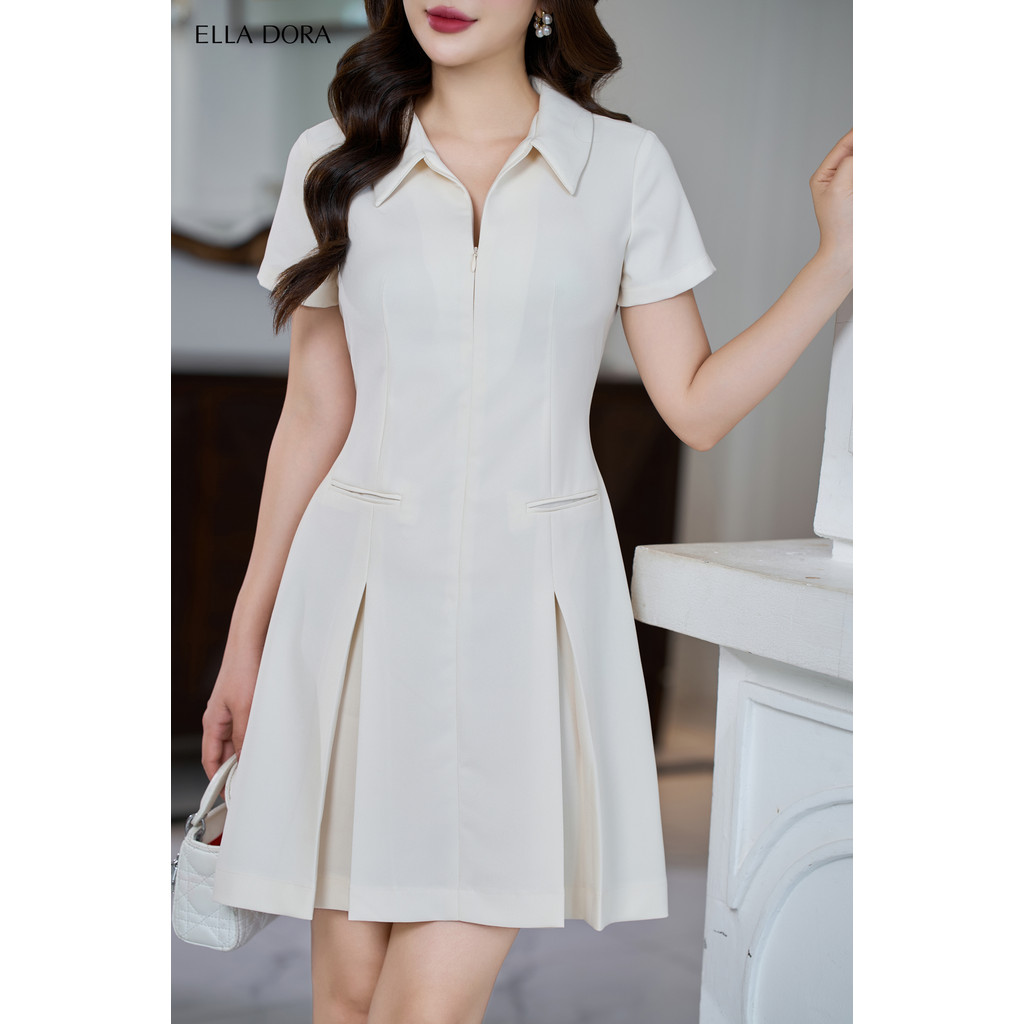 Đầm thiết kế ELLA DORA dáng xòe form ôm nhẹ hiện đại thanh lịch dễ mặc 4 màu ĐÒ/ĐEN/BE/GHI [D166]