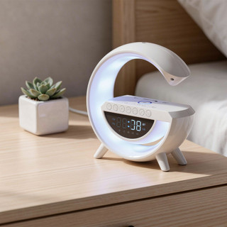 Loa Bluetooth hình chữ G Sạc không dây Đồng hồ báo thức LED RGB Tiếng ồn trắng Phòng ngủ gia đình