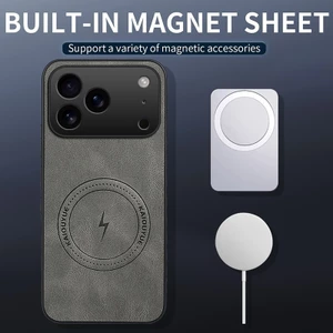 Ốp Lưng Từ Tính Cho iPhone 17 Pro Max 17 Air Nappa Họa Tiết Thân Thiện Với Da Vỏ Điện Thoại Coque Fundas