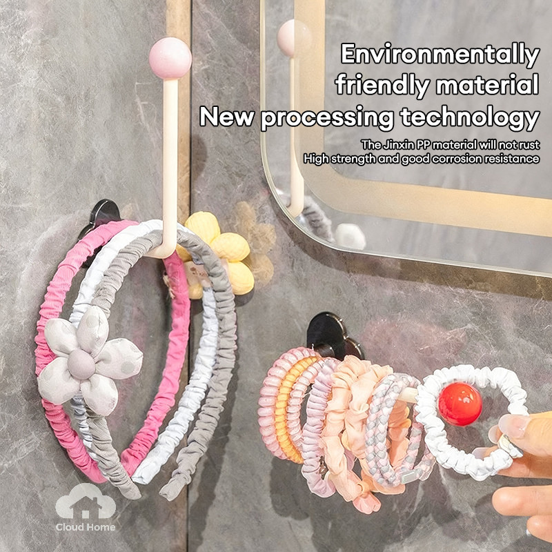 🌤️COD🌤️Móc lưu trữ băng đô, Móc treo vải treo tường hình chữ L, Giá đựng đồ nhà bếp miễn phí Dopamine Punch