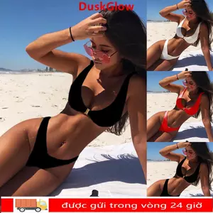 Bộ Bikini nữ DUSKGLOW Mùa hè Push Up V Thông Đồ bơi eo thấp