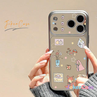 Ốp Lưng Cho IPhone 17 11 16 15 12 13 14 Pro Max 7 15 16 8 Plus XR XS MAX Chữa lành hươu rừng hoa gương bề mặt