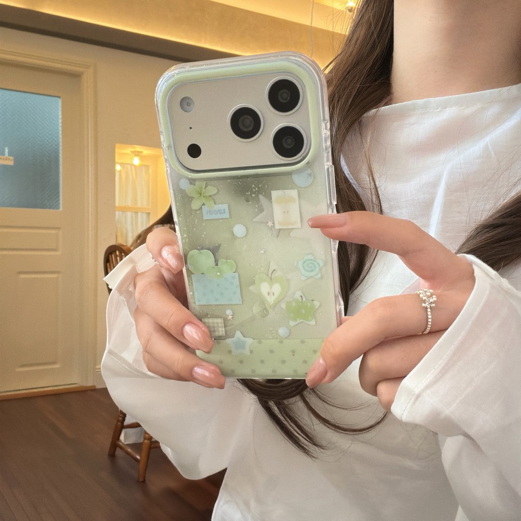 Ốp điện thoại táo xanh bạc hà cho iPhone 17 Pro Max 17 16 15 14 13 Vỏ bảo vệ chống sốc
