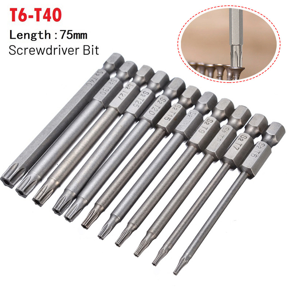 [GIGGLE] 1 Mũi tuốc nơ vít Torx đầu từ tính -T40 75mm An ninh Tamper Proof Star