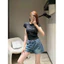 260g Cotton Người Liu Haosun Cùng Phong Cách Dawang Hot Kim Cương Chữ Slim-fit Slimmer Nhìn Nữ Hot Girl Phong Cách Niche Ngắn @26042806