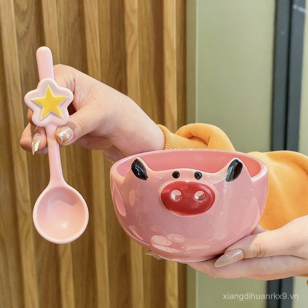 Sáng Tạo Dễ Thương Và Ngộ nghĩnh Pig Bát Gốm Trẻ Em Cá Nhân Bộ Đồ Ăn Bát Cơm Quà Tặng Sinh Nhật