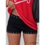 Quần short Mini nữ thường ngày mùa hè Bạc Grommet Trim Quần short cổ thấp màu đen