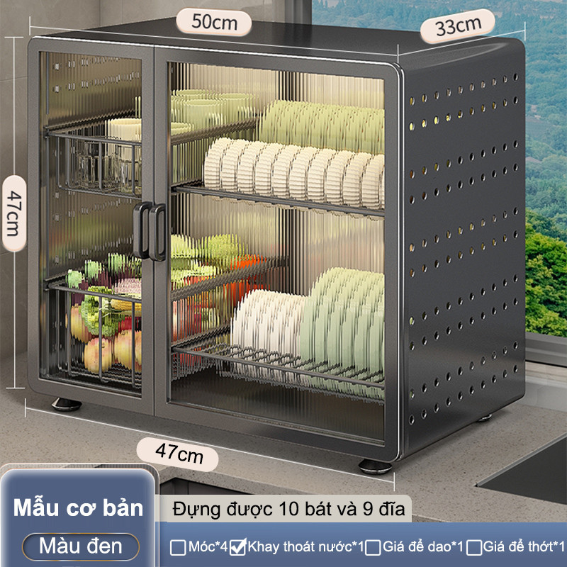 Kệ đựng chén bát có nắp đậy Có Kệ đựng đồ đa năng Kệ để đồ nhà bếp Chống côn trùng và chống ẩm