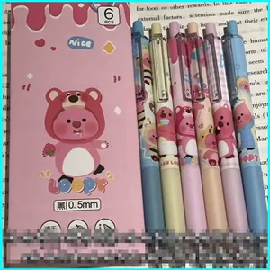 HT2 loopy đẩy bút trung tính giá trị màu cao Bút đen Hoạt hình Cô gái dễ thương quà tặng Bàn chải Bút Văn phòng phẩm Quà tặng sinh nhật TH2
