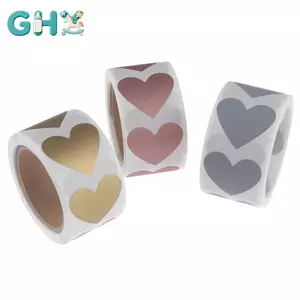 GHX 300 miếng/cuộn Nhãn cào hình trái tim, nhãn dán cào, văn phòng phẩm DIY thủ công, nhãn dán tự dính VN