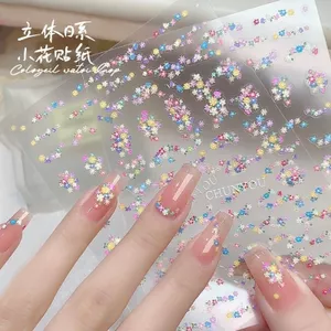 Miếng Dán Làm Móng Tay Nhẹ Nhàng Ba Chiều Màu Nước Hoa Cổ Tích Nhật Bản Hoa Băng Dính Chống Thấm Nước Miếng Dán Trang Trí