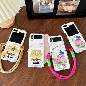 Dành Cho Samsung Galaxy Z Flip3 Flip4 Flip5 Flip6 Flip7 Ốp Lưng Hoạt Hình Dễ Thương SpongeBob Patrick PC Cứng Lật Điện Thoại Vỏ Cho Samsung Galaxy Z Flip 7 FE 6 5 4 3 5G
