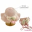 Mũ chống nắng bằng rơm cho bé gái có Túi cói Bộ nơ hoa Tulip viền ren vành rộng Mũ và túi mùa hè đi biển