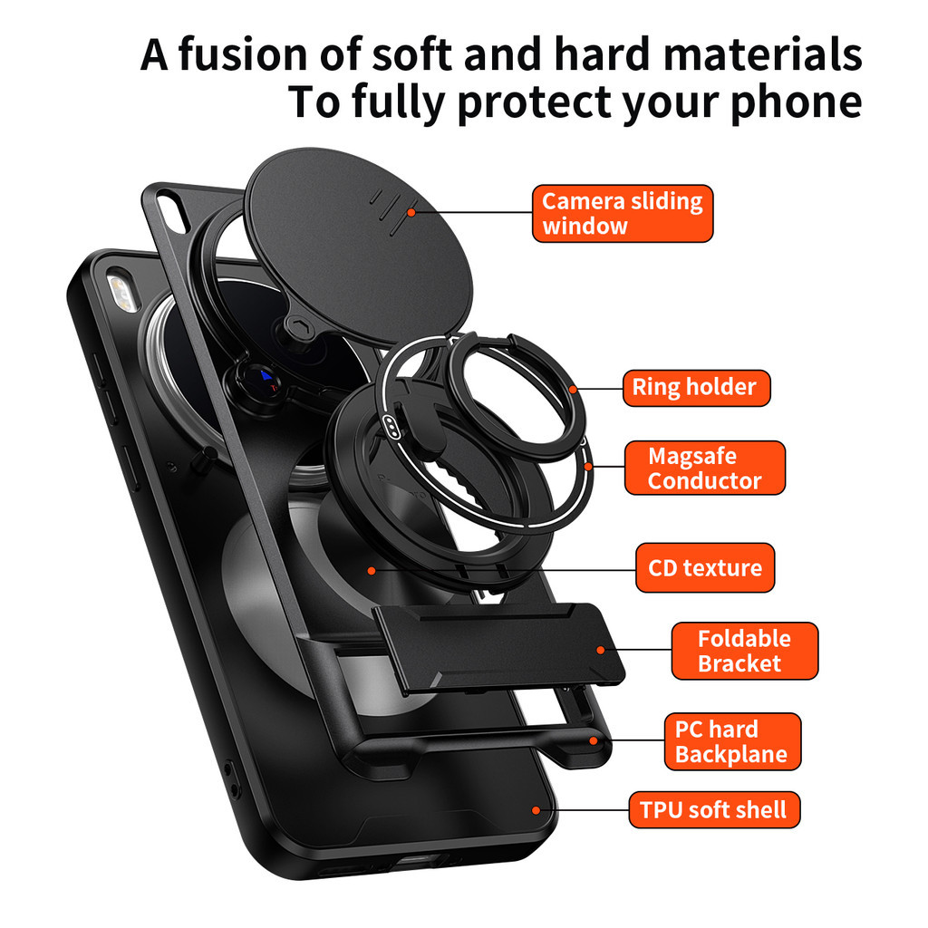 Thích Hợp Cho Vivo X300 Pro Ultra X200 FE 5G 360 Nhẫn Đứng Ốp Lưng Điện Thoại Dây Có Vỏ Máy Ảnh Gắn Xe Từ Tính Chống Sốc Bảo Vệ Toàn Diện