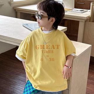 [DOUDOUKID] AP79 Áo Thun Trẻ Em Màu Vàng Phong Cách Thời Trang Hiện Đại 14-48kg