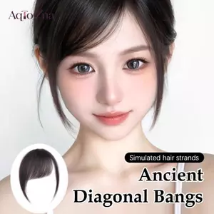 AqToCna Tổng Hợp Giả Vô Hình Không Khí Nổ Tóc Nối Dài Phía Trước Viền Tóc Nâu Phụ Kiện Tóc Cho Nữ AqToCna