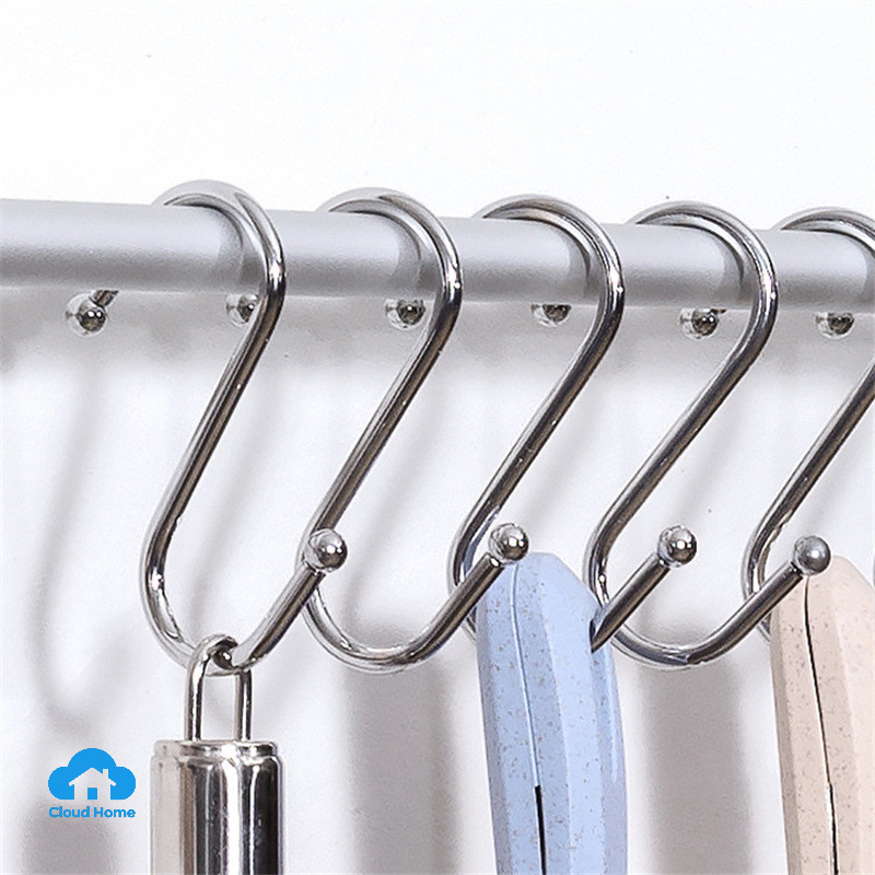 Móc treo quần áo, nhà bếp hình chữ S, móc treo chịu lực cao, móc kim loại thép không gỉ, móc chịu tải siêu nặng.