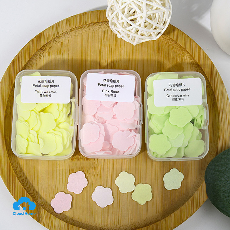 🌤️COD🌤️Hộp Xà Phòng Giấy Rửa Tay Hình Bông Hoa Nhỏ Dễ Thương Dùng Một Lần Tiện Lợi, Nhỏ Gọn