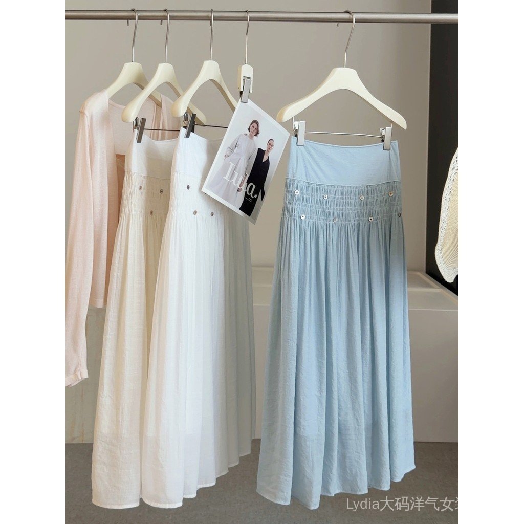 [Ưu đãi đặc biệt trong thời gian có hạn] Váy nữ chất lượng cao Spike Size lớn phong cách phương Tây dành cho nữ 26 mùa hè Tính khí eo cao thon gọn hơn Look Drape Feel a-Line Large Swing Long S
