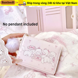 Ví đựng tiền xu BAMBOOB, Ví ngắn in hình mèo Kawaii, Túi đựng tiền màu hồng đa năng bằng da PU di động dành cho nữ du lịch