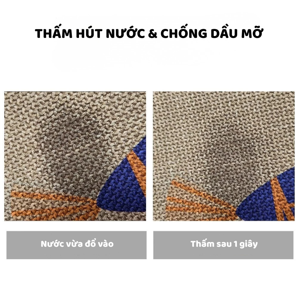 Thảm Nhà Bếp HomeMate Vải Lanh Dệt Bộ 2 Tấm, Siêu Thấm Nước Chống Trượt Decor Sàn Bếp Hiện Đại