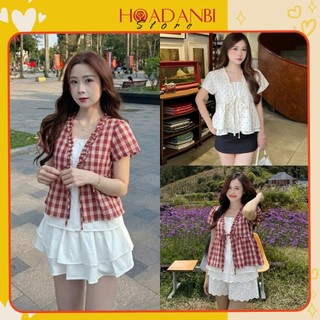 Áo Babydoll Phối Viền Bèo 2 Lớp Thắt Nơ Thời Trang Nữ, Áo Kiểu babydoll tiểu thư siêu xinh