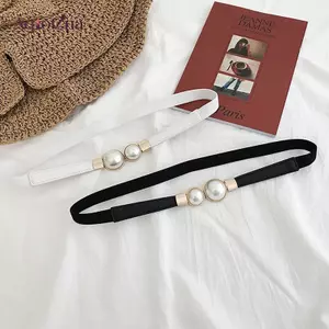AqToCna 1 Nữ Đa Năng Dây Thắt Lưng Ngọc Trai Sáng Tạo Bule Thắt Lưng Da PU Váy Eo Co Giãn Mỏng Nữ Thắt Lưng DIY Trang Trí AqToCna