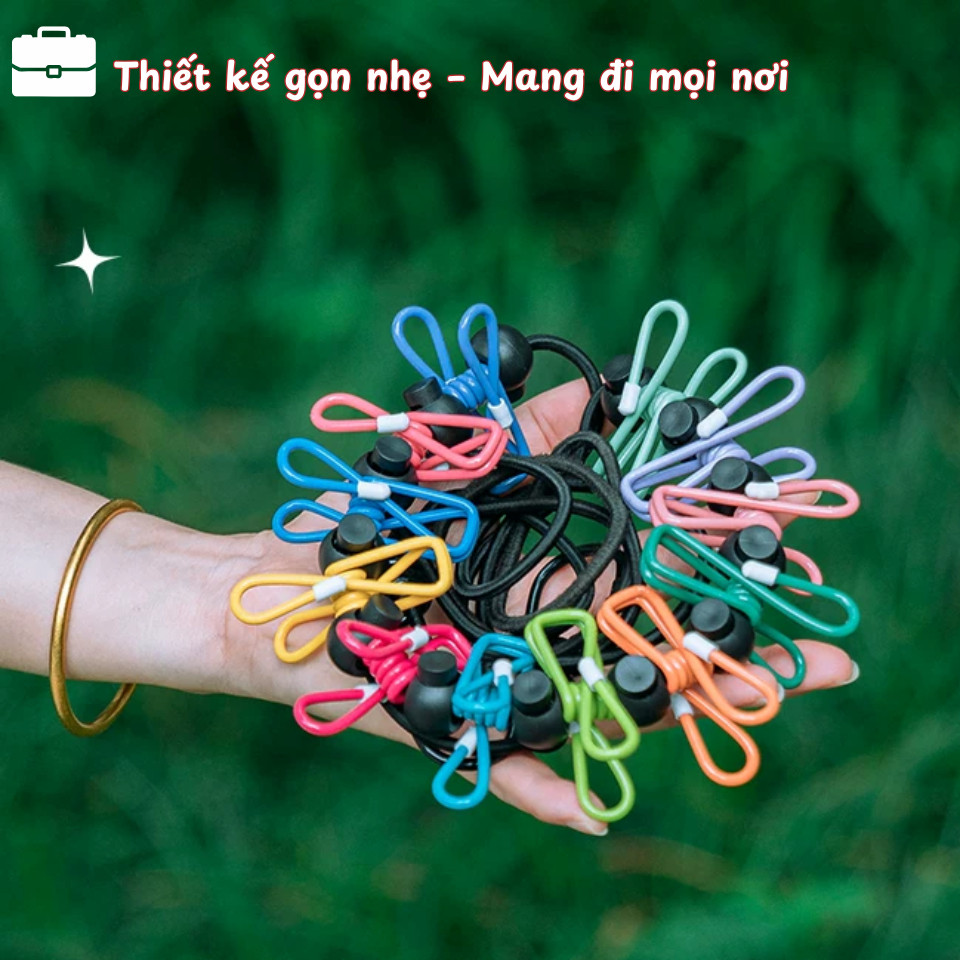 Dây Phơi Quần Áo Du Lịch Đa Năng Chống Trượt, Dây Treo Đồ Camping Có Kẹp Cố Định